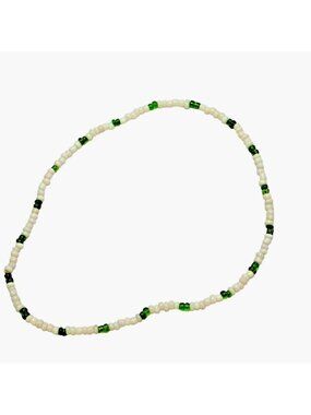 Anklet Bracelet white green beads 9 inch
